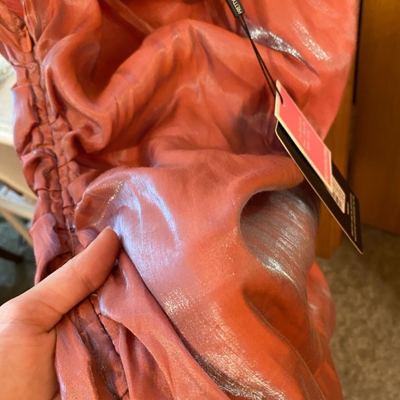 PrettyLittleThing Iridescent Ruched CowlNeck Dress - Picture 7 of 8